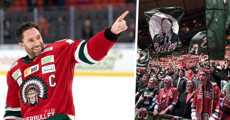 Joel Lundqvist och Frölundasupportrar i Scandinavium.