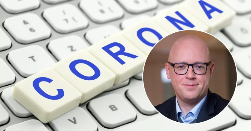 tangentbord med bokstäverna corona. Patrik Nordqvist