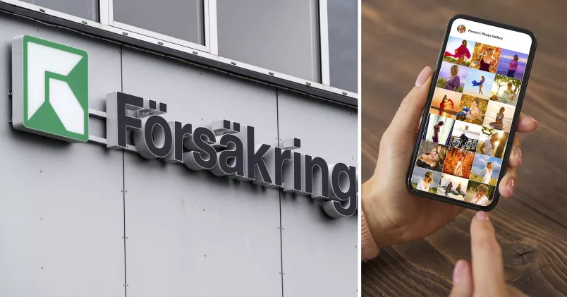 Försäkringskassans skylt till vänster. Instagramflöde på mobil till höger.