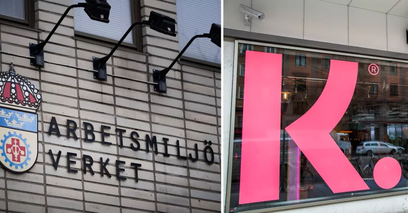 Till vänster: Bild på Arbetsmiljöverket. Till höger: Bild på Klarna.