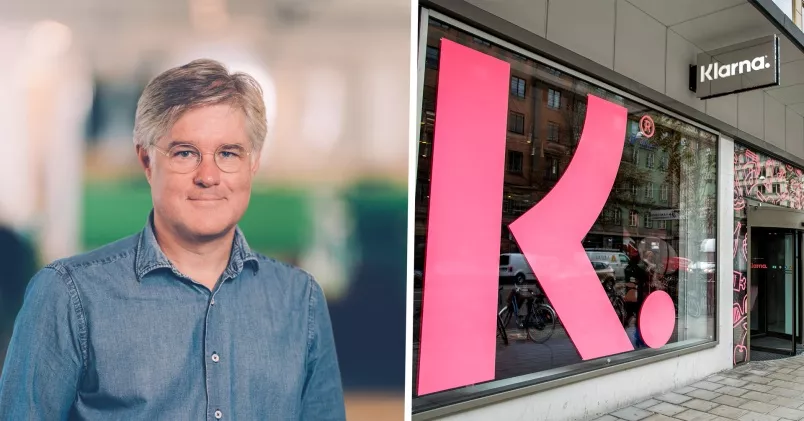 Martin Wästfelt på Unionen och bild på Klarnas huvudkontor.