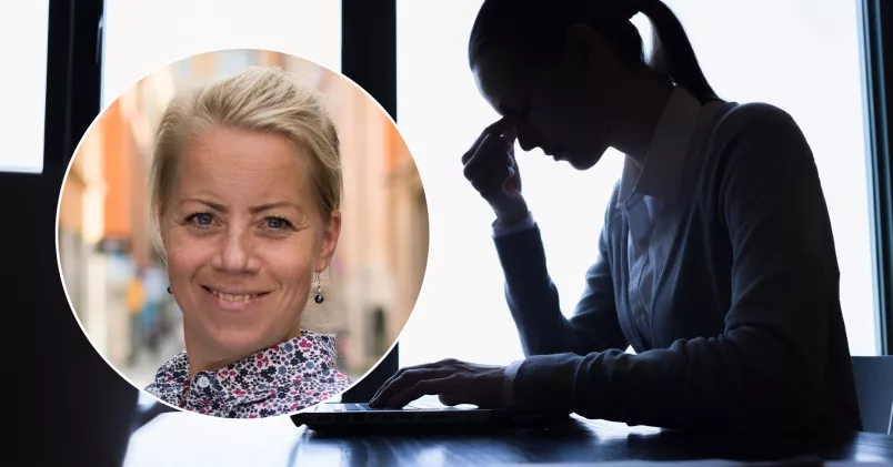 till vänster Karin Axelsson, till höger en kvinna som tar sig på pannan