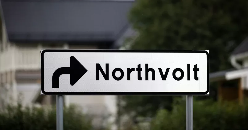 Bild på en skylt med namnet Northvolt