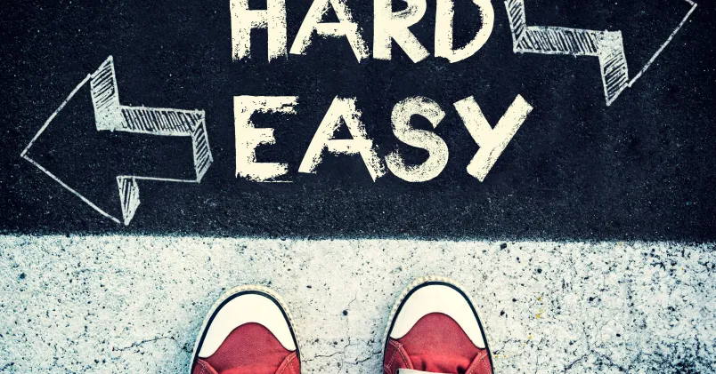 Dörrmatta med texten hard och easy