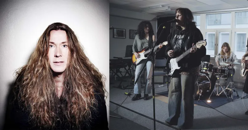 Collage av artisten E-type och bandet Påmperipåssa. 