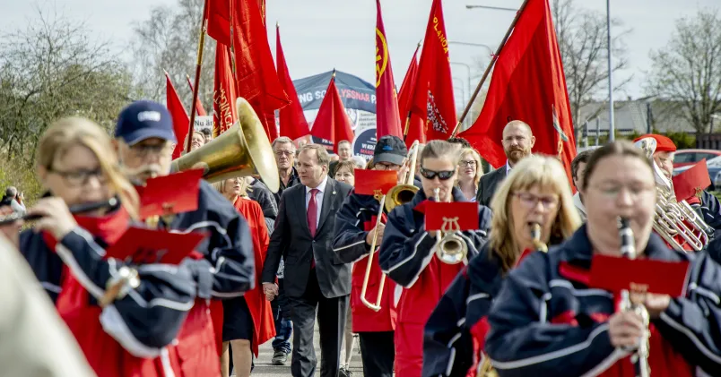 Musiker i demonstrationståg
