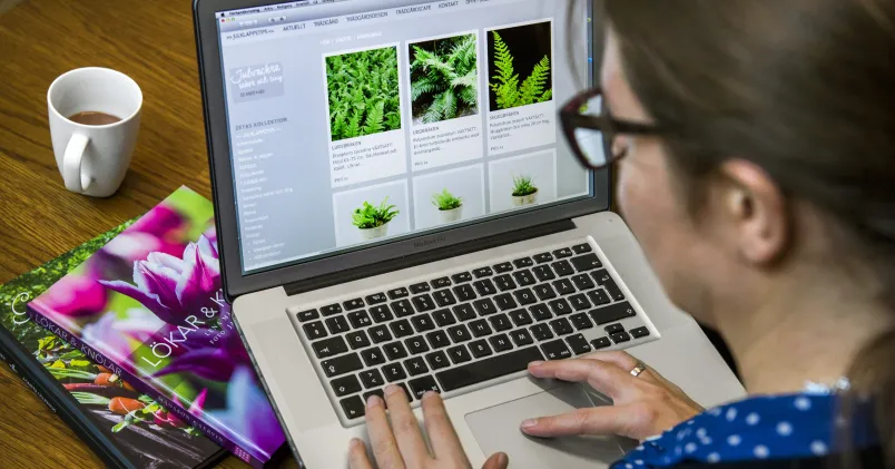 Kvinna tittar på skärm