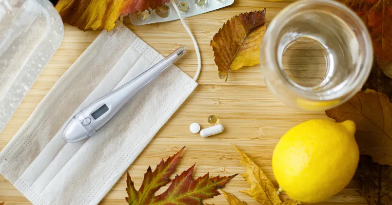 Febertermometer på ett bord