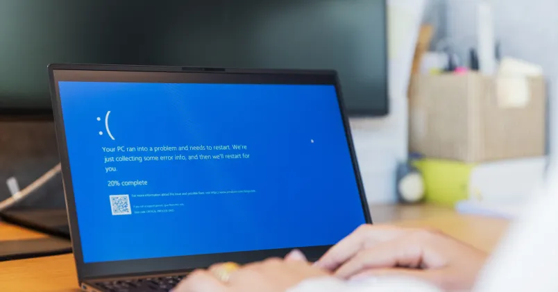 En Windows-dator visar ett felmeddelande.