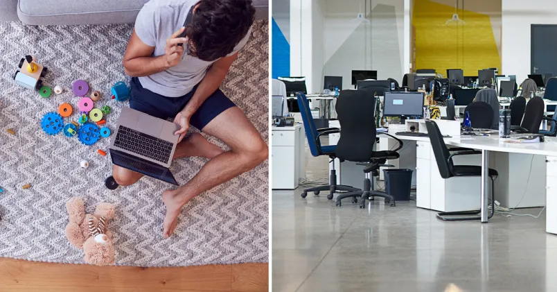 Man som sitter på golvet med dator