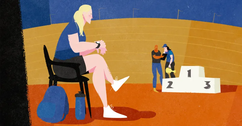 Allt fler jobbsökare vittnar om långa rekryteringsprocesser utan återkoppling – 'Jag kände mig utnyttjad'. Illustration av ett sportlopp där huvudpersonen får se någon annan ta emot medalj.