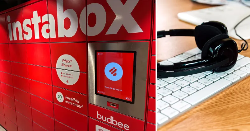 Instabee låter kundtjänstpersonal jobba hemifrån – men bara om tuffa krav uppfylls. Unionen varnar för ökad stress och bristande tillit.På bild: Instabox paketskåp och ett headset.
