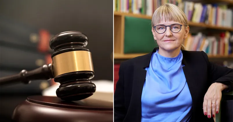 Domarklubba och Malin Wulcan, chefsjurist på Unionen, i kontorsmiljö som illustrerar Unionens arbetsrättsliga tvister och ersättningar 2025.