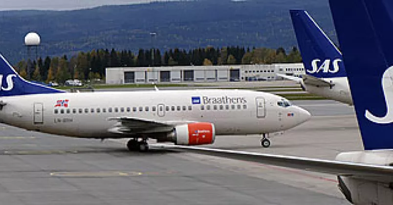 SAS flygplan på marken