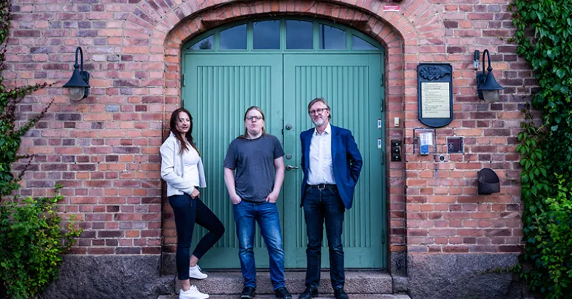 Kompetensbristens räddare: Angelika Lyckare, programmeraren Tom Jonasson och Klas Åkerskog. Sofia Beijer