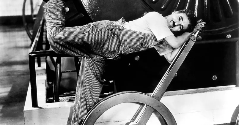 Ur filmen Moderna Tider med Charlie Chaplin.