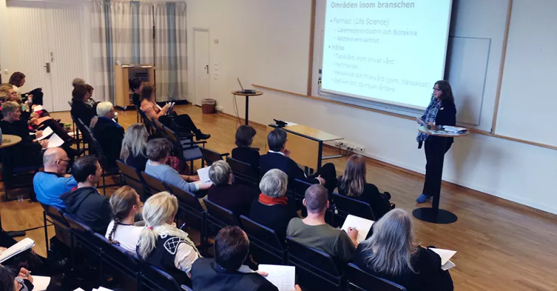 Seminarium under Unionens första branschkonferens för Farmaci och hälsa. Kollega