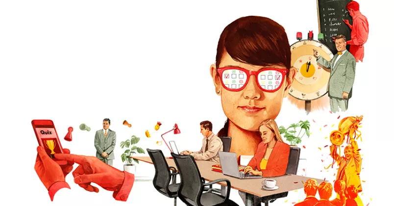 Gamification, spelifiering på svenska, är hett just nu. Illustration: Fredrik Tjernström