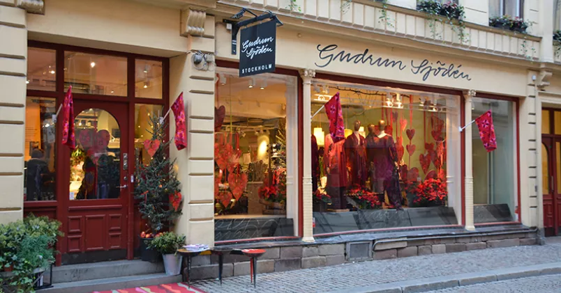 Gudrun Sjödéns butik i Gamla Stan i Stockholm. Gudrun Sjödéns butik i Gamla Stan i Stockholm.