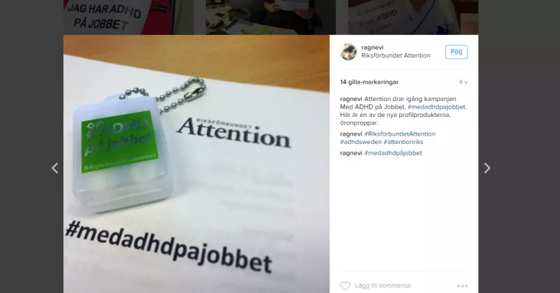 Skärmdump på Attentions kampanj.