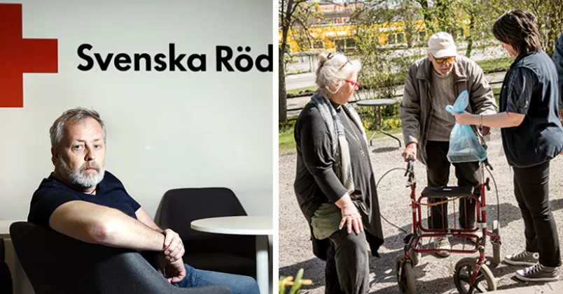 Coronapandemin har gjort att Röda Korset fått styra om mycket av sitt arbete för att kunna göra nytta där de bäst behövs, enligt verksamhetsutvecklare Anders Sjöstrand. Föreningen Hela Människan har pausat all gruppverksamhet, men delar fortfarande ut matlådor. Johan Bävman, Fredrik Stehn