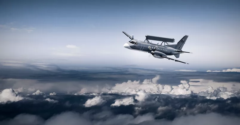 Saab 340 Erieye, det militära radarsystem som utvecklades av Ericsson och under affärens gång med Grekland köptes av Saab. Saab Group