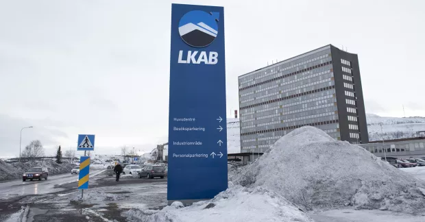 LKAB:s skylt i snölandskap.