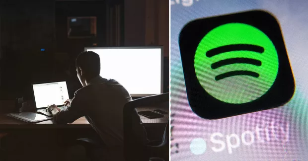 En man som jobbar i mörker, Spotifys logga