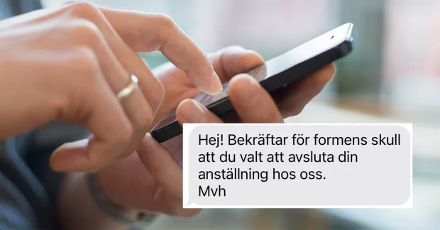 Säljare avskedades med sms - efter att ha kontaktat Unionen. 