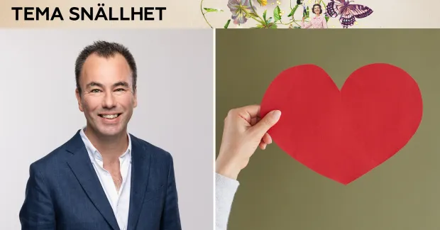 Markus Gustavsson och en hand som håller i ett hjärta