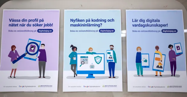 Arbetsförmedlingens poster om att söka jobb
