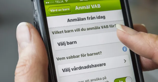 Försäkringskassans app för ansökan om tillfällig föräldrapenning.
