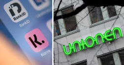 Klarnas app och Unionens logga.