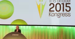 Cecilia Fahlberg i talarstol under Unionens kongress.