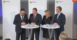 Mehmet Kaplan, Stefan Löfven, Magdalena Andersson och Mikael Damberg, vid onsdagens presskonferens.