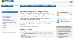 Skärmdump från Polisen.se över information om utdrag ur belastningsregister.