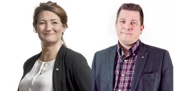 Till vänster Susanna Gideonsson, till höger Veli-Pekka Säikkälä.