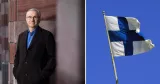 Peter Hellberg, Unionen till vänster och till höger Finlands flagga. 