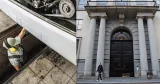 Bild på besiktningstekniker och Handelshögskolan i Stockholm.