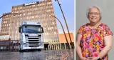 Scania-lastbil och Mari Carlquist