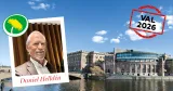 Grafisk valbild med Miljöpartiets partisymbol, ett porträttfoto med texten “Daniel Helldén”, riksdagshuset i bakgrunden och en röd stämpel med texten “Val 2026”.