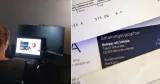 Person sitter vid en bärbar dator och två externa skärmar, bredvid en närbild av betalningsuppgifter på en faktura.